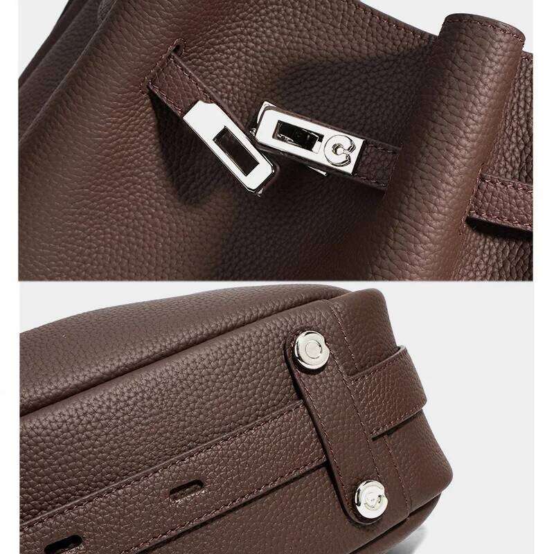 2024 Winter New Women Genuine Leather Underarm Shoulder Bag Lady Fashion Sier Hardware Messenger Girls Tote Female Handbag