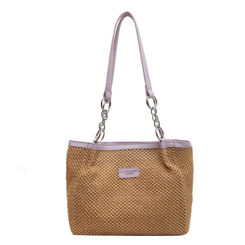 Straw Women, Large Capacity 2024 New Style, Textured Woven Shoulder Bag, Trendy This Year, Suitable for Class and Commute, Tote Bag