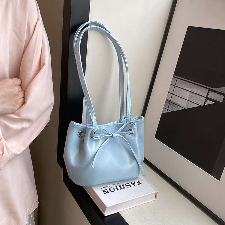 Underarm for Women 2024 Spring Summer Niche Design High-end Bowknot Fashion Simple Shoulder Handbag Bucket Bag