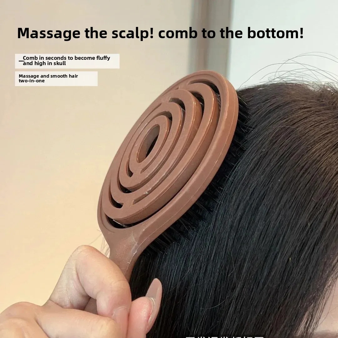 Portable Travel Hair Care Massage Comb Internet Pig Bristle Hairdressing Comb High Cranium Shape Bone Comb Beauty Salon 250612