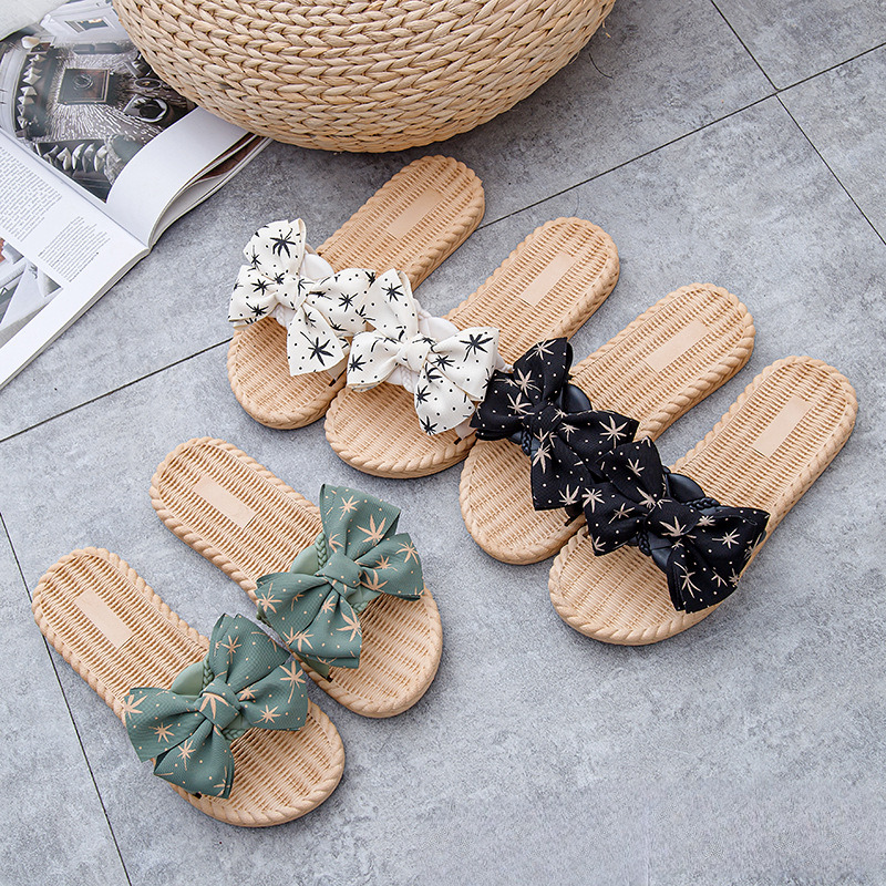 Women's bow slippers summer outdoor shoes new Korean style indoor and outdoor designer sandals women's cool slippers sandals