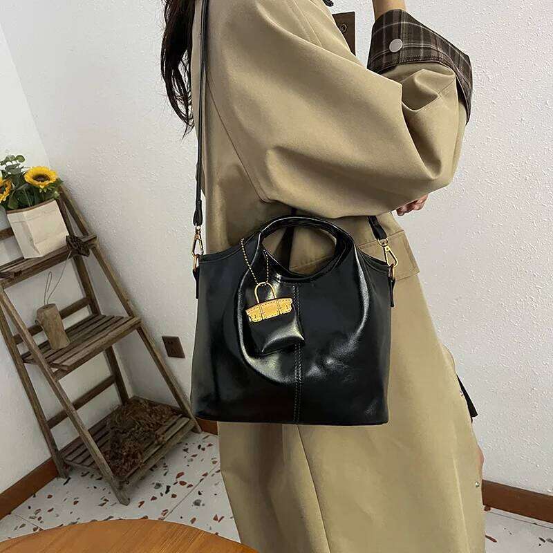 High End Fashion Commuting Handbag, Women's 2025 New Korean Version Bucket Bag, Casual Shoulder Diagonal Cross Bag