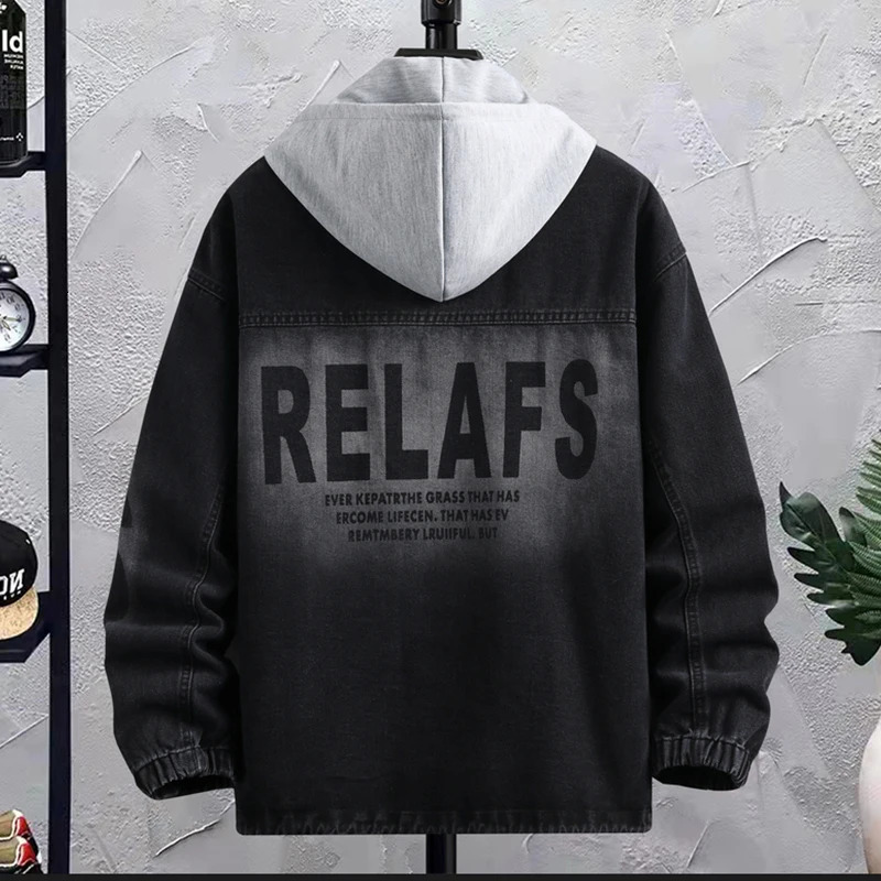 Spring Autumn Hooded Denim Jacket Mens Casual Vintage Hat Detachable Jeans Hip Hop Streetwear Coat Cowboy Top Clothing 250614