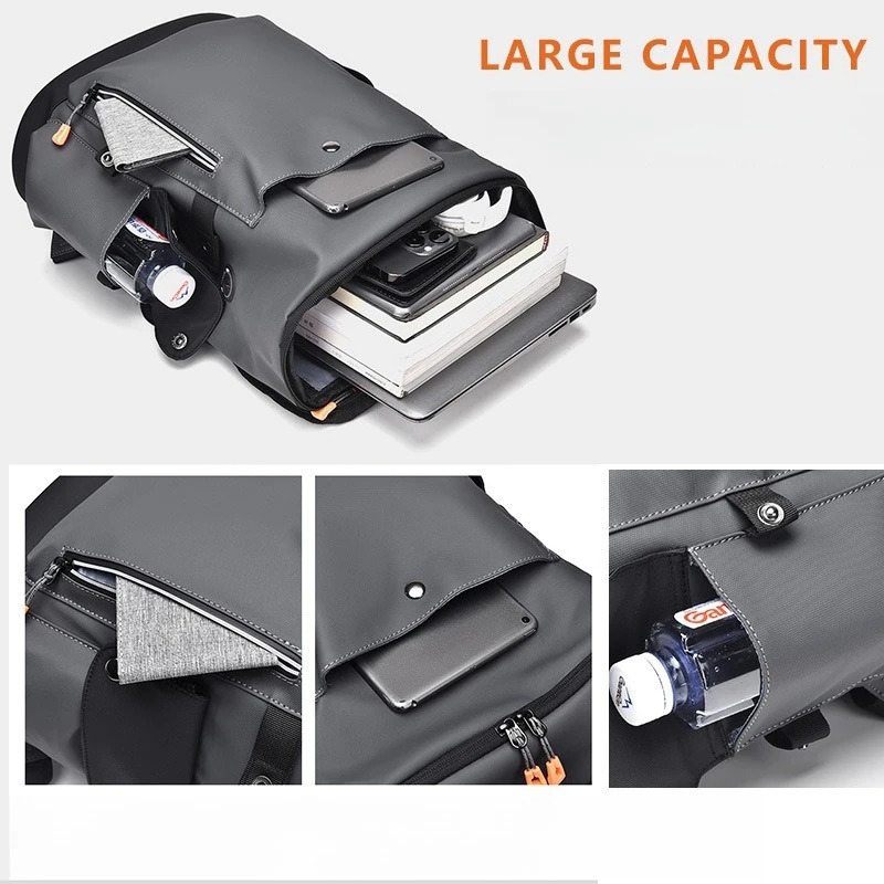 Simple Business Men Backpack Duffle Bag Waterproof Leather Travel Backpack Laptop Bag School Backpack for Boys 250609