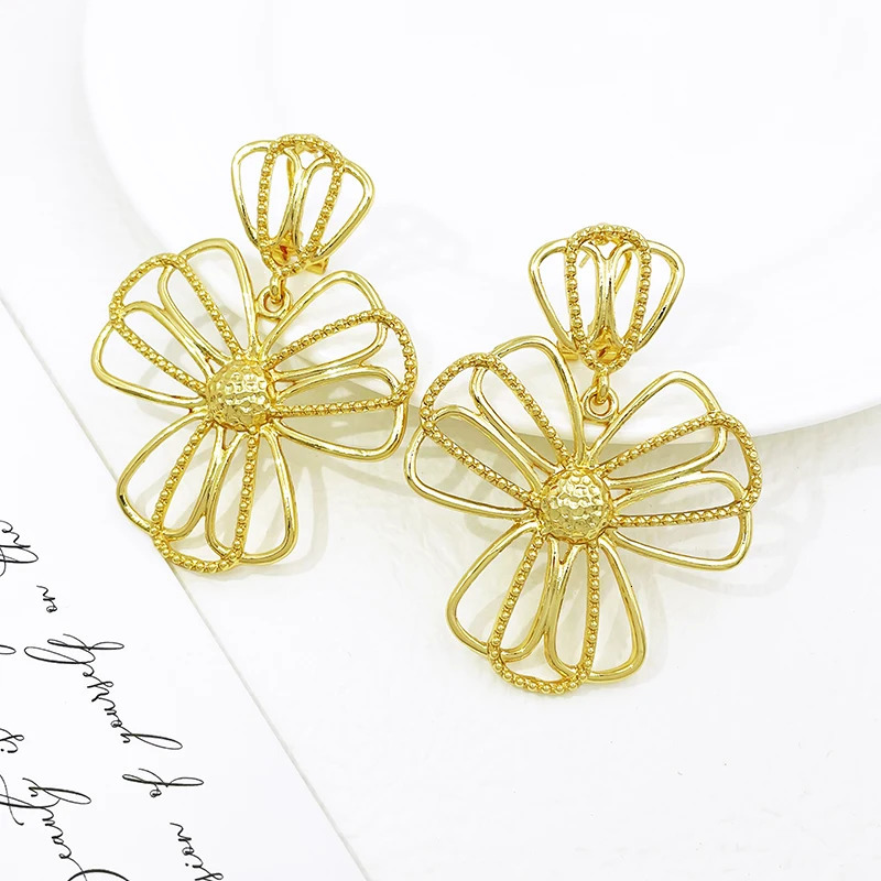 Earrings For Women Gold Color Quality Drop Earrings 18K Gold Plated Fashion Jewelry Wedding Party Accessories Gift Trending 250610