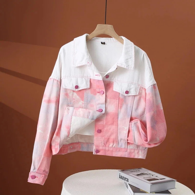 Women Denim Jacket Spring Autumn Korean Loose Short Long-Sleeved Color block Cowboy Windbreaker Female Outerwear 250609