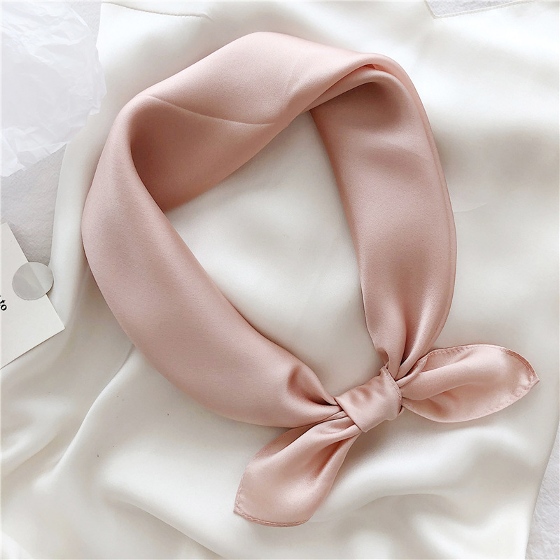 K1032 100% classic pure color silk scarf women's spring, summer and autumn professional decorative small scarf