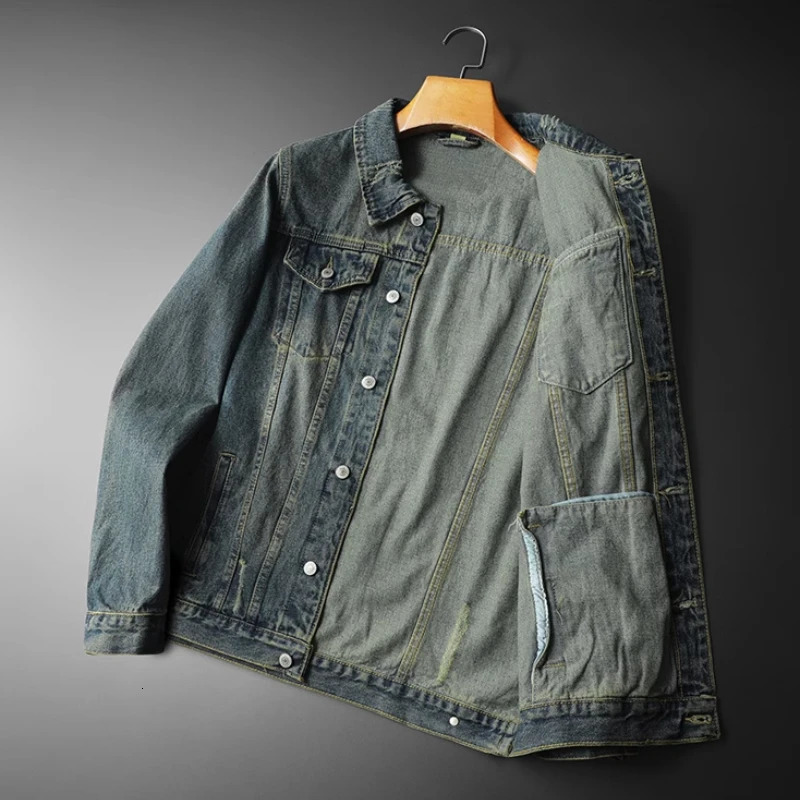 Spring Men Cotton Denim Jacket Fashion Casual Washed Retro Blue Jeans Coat Motorcycle Streetwear Jackets Male Clothing 250614