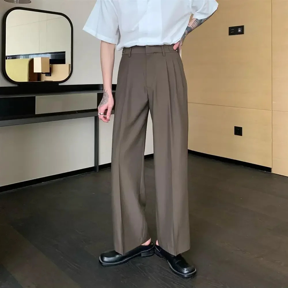 Man Suits Pants Wide Leg Black Pleated Baggy Summer 2024 Fashion Stylish Trousers for Men Korean Style Clothes Classic in Up 250611