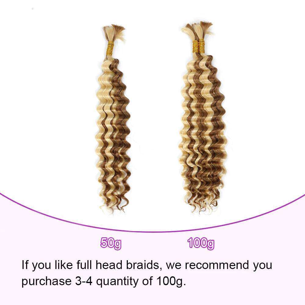 Linhua P27/613 Blonde Deep Wave Braiding Human Hair For Micro Crochet Boho Bohemian Braids Curly Highlight Double Drawn Bulk
