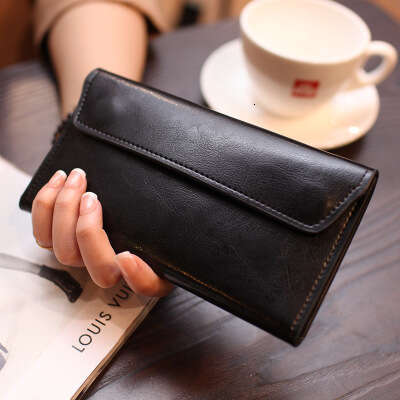 New Long for Women Genuine Leather Buckle Simple Business Cowhide Thin Wallet Card Trend