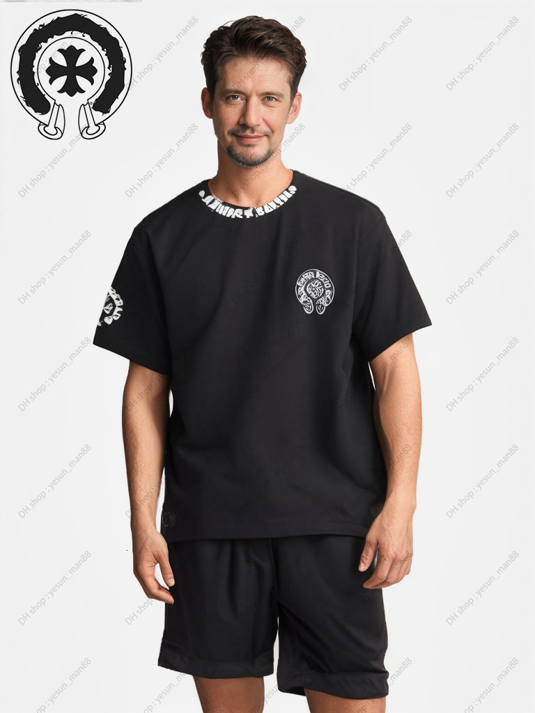 Chrome Shirt Mens Summer Chrome Shirt Frinted Fashion Cross Shirt Designer T Shirts Tees Short Sleeve Chrome Shirt Hip Hop Streetwear Tshirts Men's 589