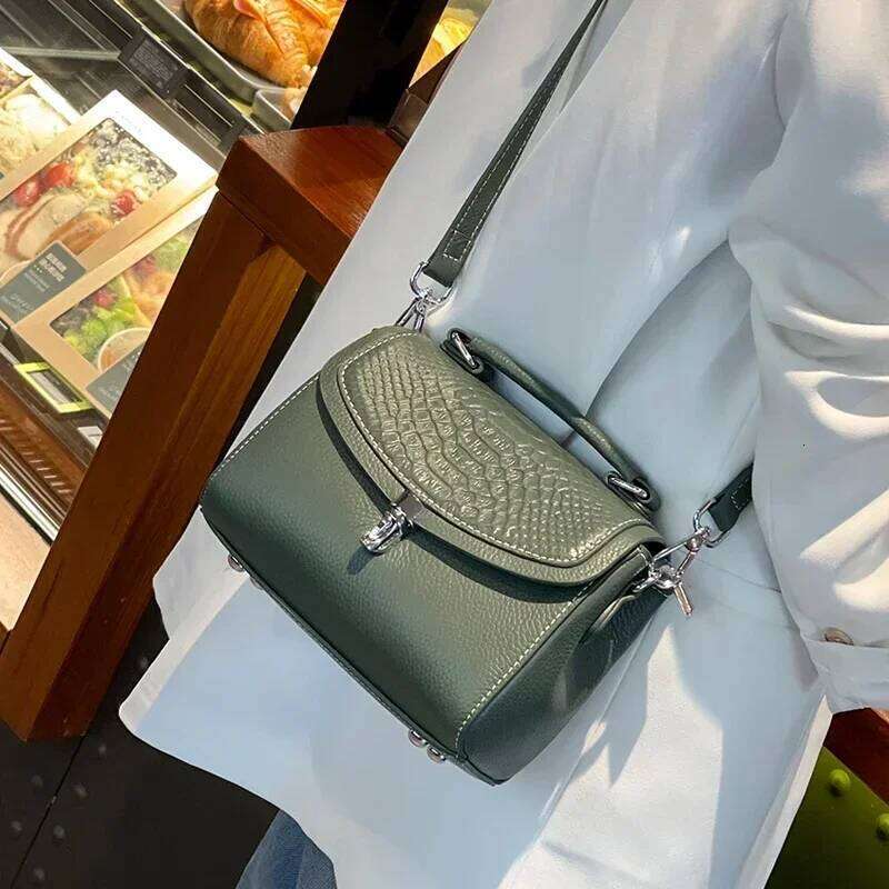 Women Cow Real Leather Crossbody Ladies Retro Fashion Temperament Square Shoulder Bag Female Cowhide Versatile Handbag Purse