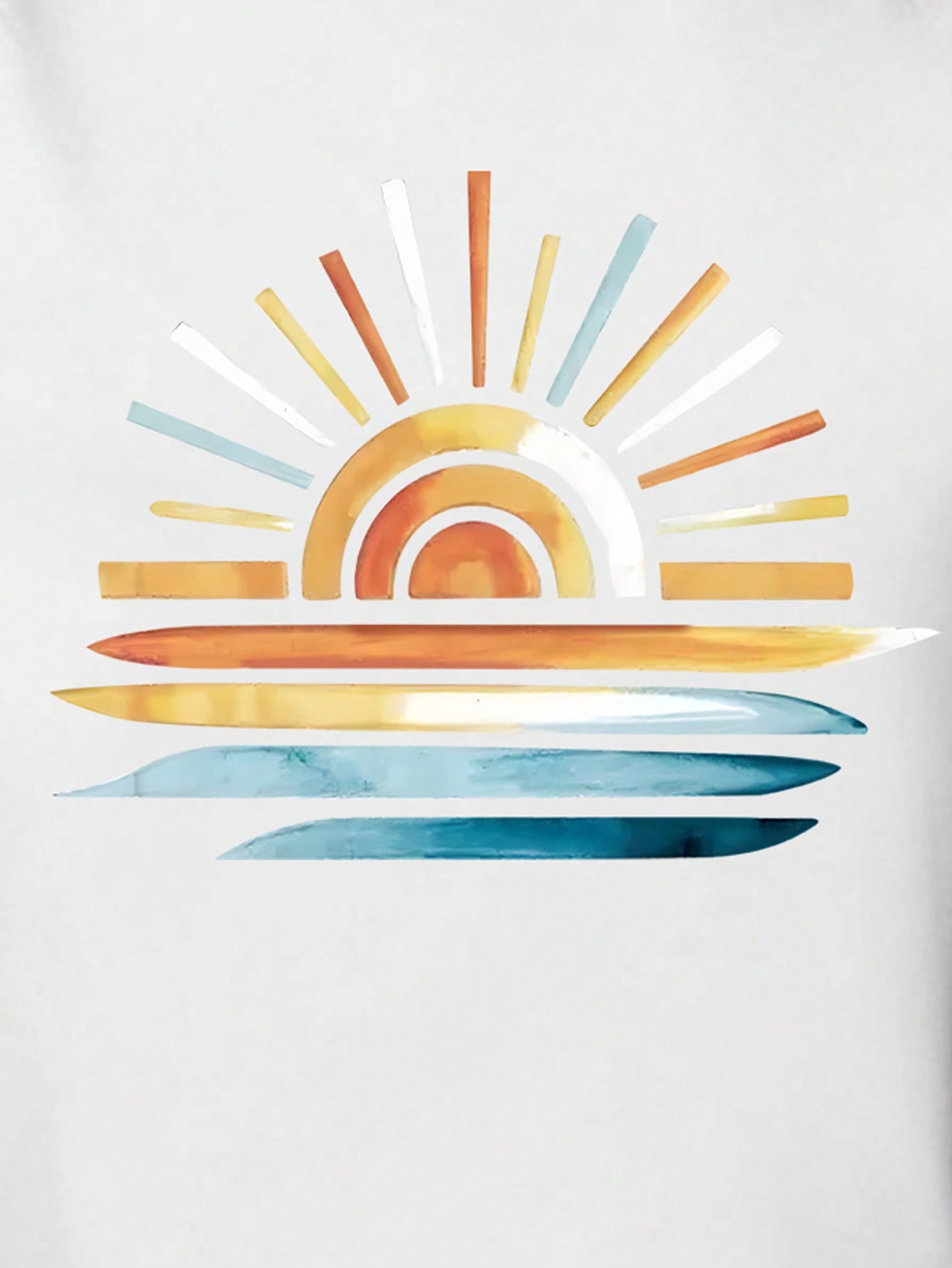 INAWLY Women's Sun Print Casual Versatile Round Neck Short Sleeve T-Shirt