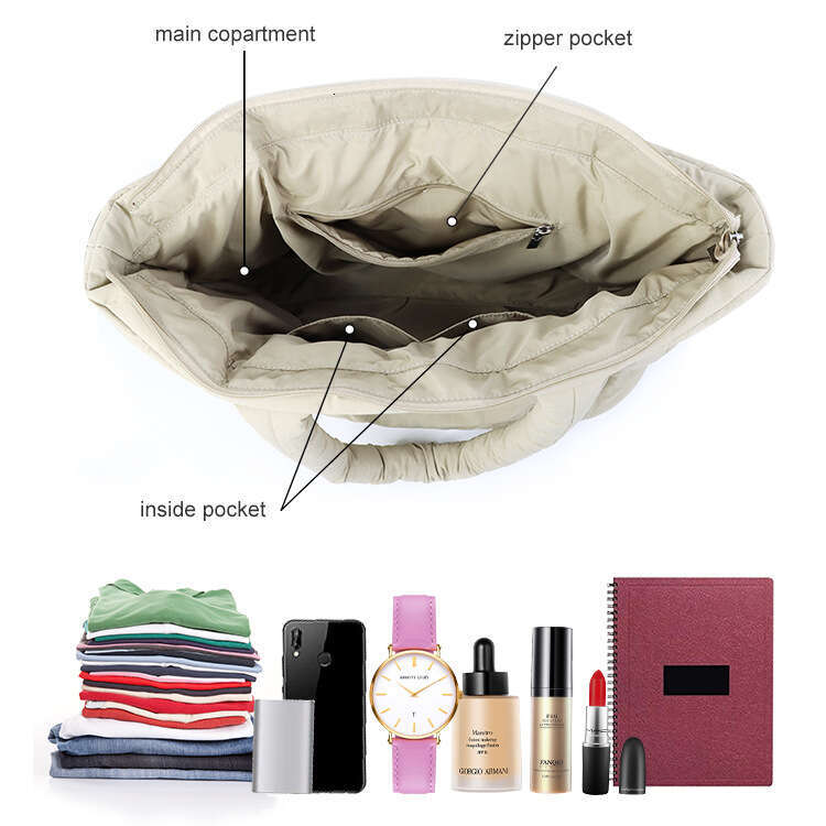 Fluffy Cotton Padded Underarm Fashion Embroidered Shoulder Bag Large Capacity Commuter Casual Handbag for Women