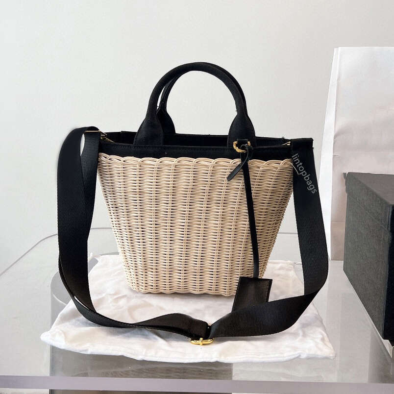 Famous designer rattan woven tote bag women straw shoulder bag straw tote bag Manual Weave Straw Fabrics Large Capacity Vacation Beach Bags handbags Shopping bag