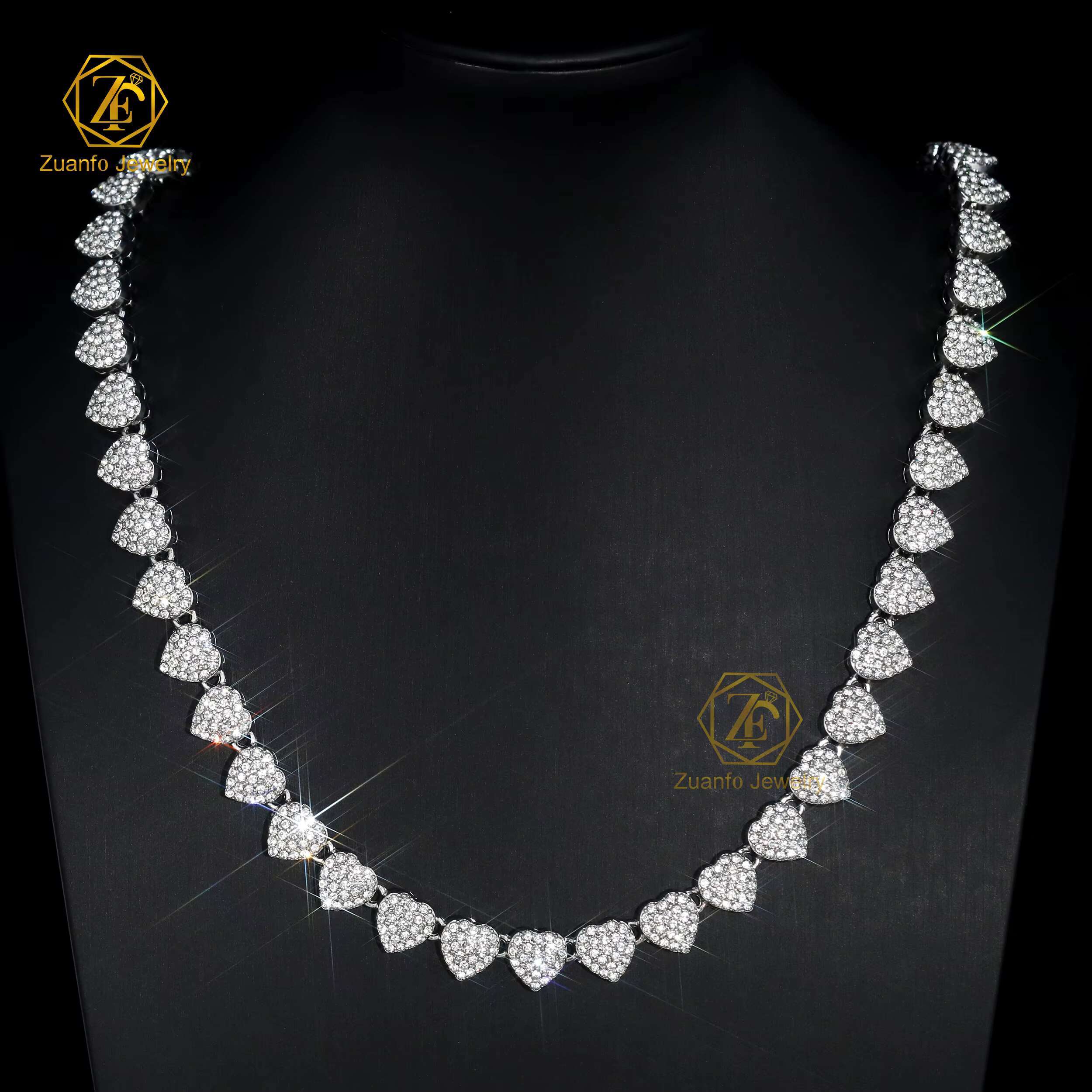 10 12 14 20 mm Heart 925 Sterling Silver Gold Plated Men Necklace Iced Out Hiphop Jewelry Diamond Moissanite Cuban Link Chain