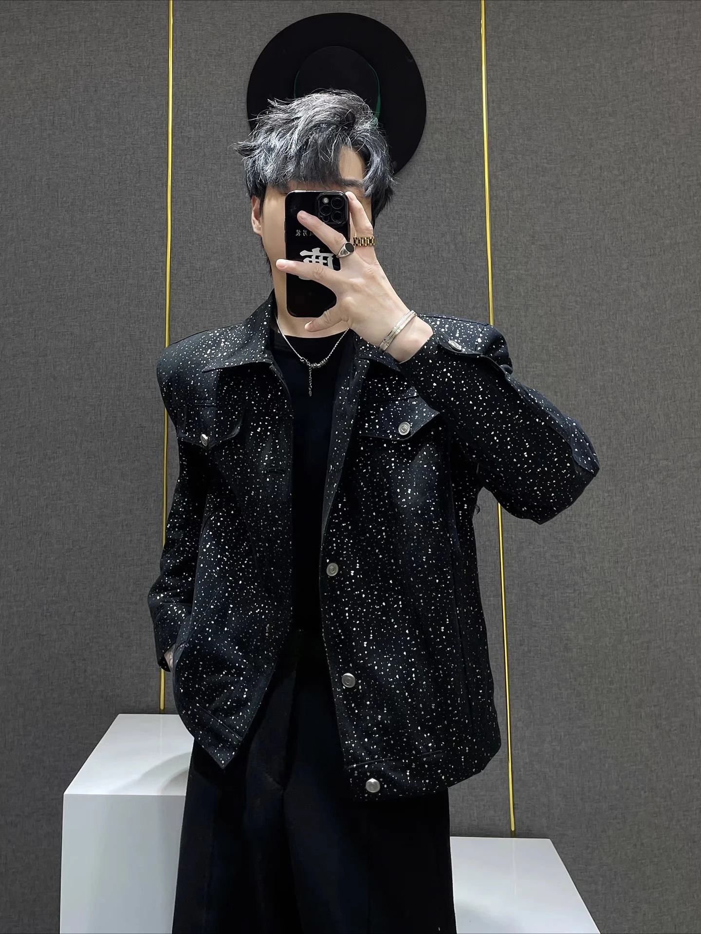 Mens Highend Starry Sky Diamond Denim Jackets Spring Autumn Niche Trendy Fashion Versatile Chic Coats 250614