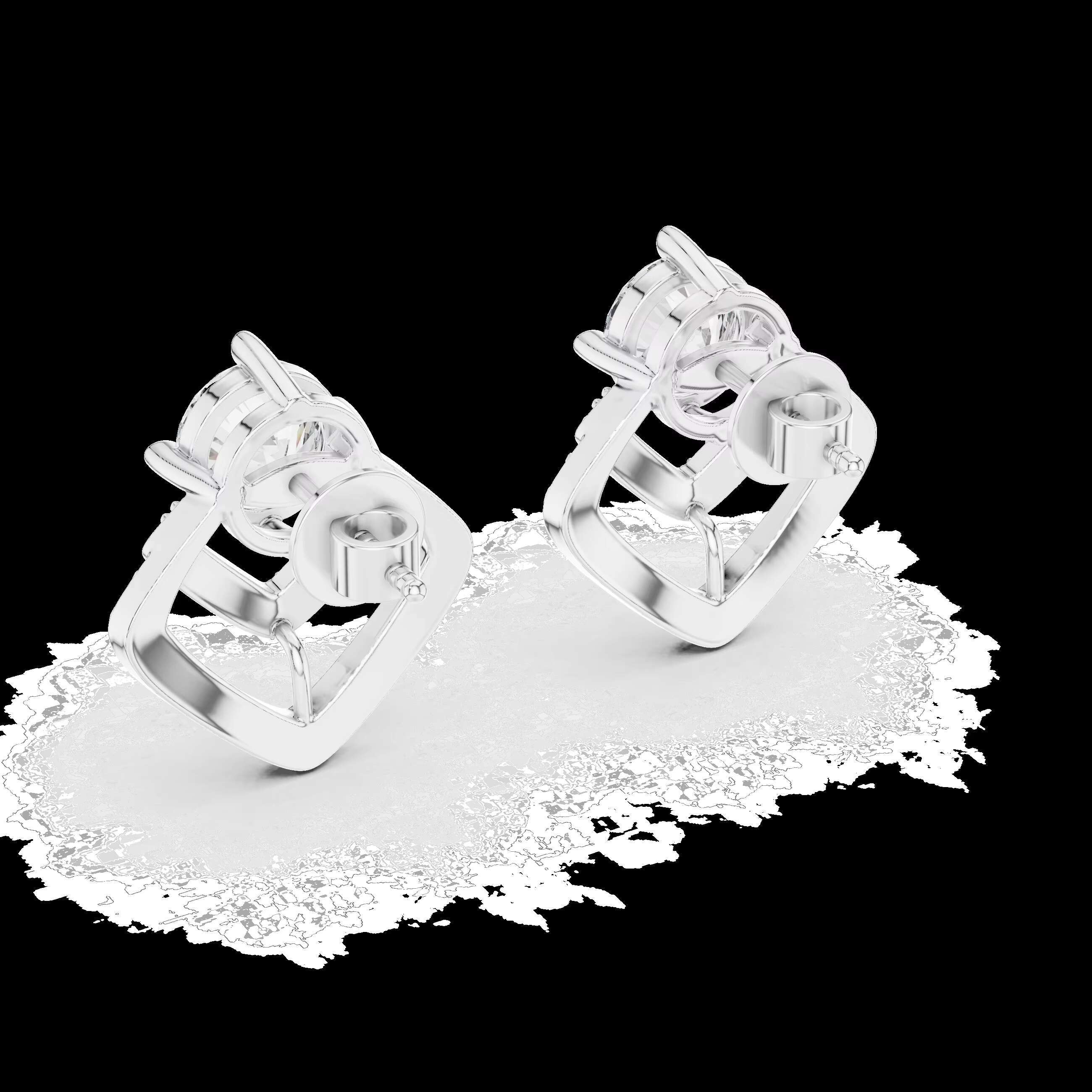 Handcrafted 14K Moissanite Earrings in Four Distinct Finishes Combining the Sophistication of Rose Yellow White Gold Silver