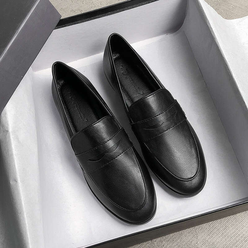 2025 Spring New Flat British Style Loafers Black Work Shoes Large hot Size 41-43
