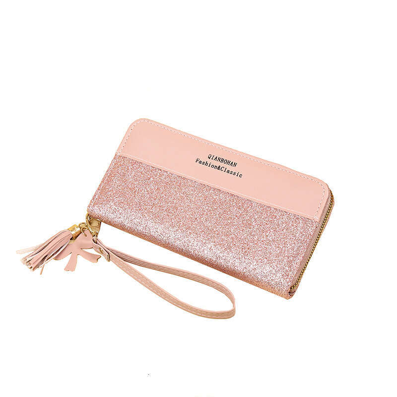 New Long Wallet Zipper Purse Korean Style Patchwork Color Block Handheld Phone Bag for Women