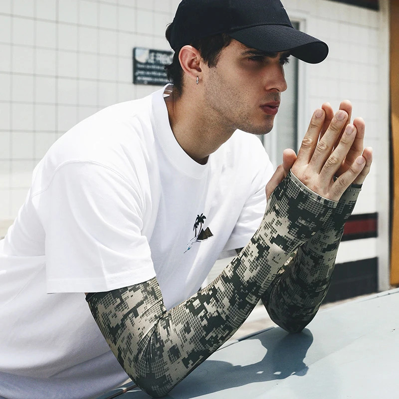 Uv Solar Arm Sleeve Men Summer Camouflage Ice Silk Long Sleeve Outdoor Fishing Sun-protective Mens Sports Cycling Arm Cover 250610
