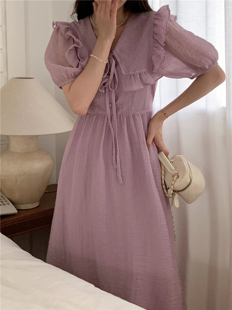 HL223 New high-grade ruffled fairy skirt French V-neck waist slim long skirt