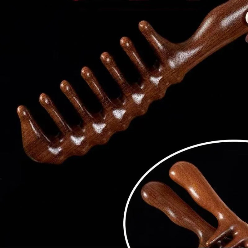 Natural Sandalwood Comb Wide Tooth Anti-Static Head Scalp Massage Wooden Comb for Long Thick Straight Curly Hair 251107