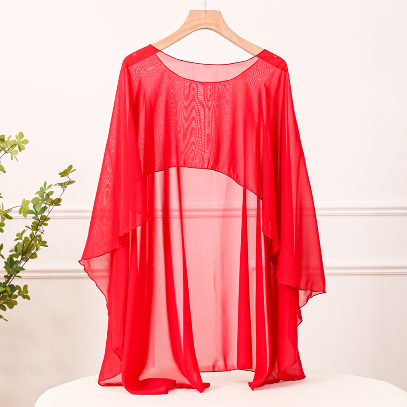 K1033 Korean new style fashion all-match solid color outerwear summer air conditioning shawl chiffon pullover factory wholesale processing customizati