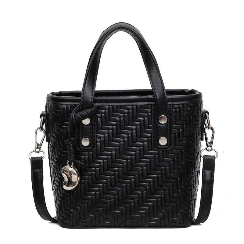 New Woven Pattern Design Shoulder Korean Style Ins Exquisite Versatile Bucket Bag Fashionable Commuter Women's Handbag