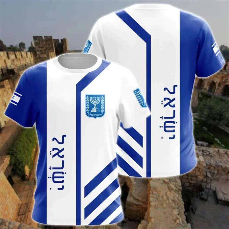 Israel Flag Mens T-shirt 3D Printed Israelis National Emblem Tops Short Sleeve O-Neck Oversized Sports Tee Shirt Mens Clothing