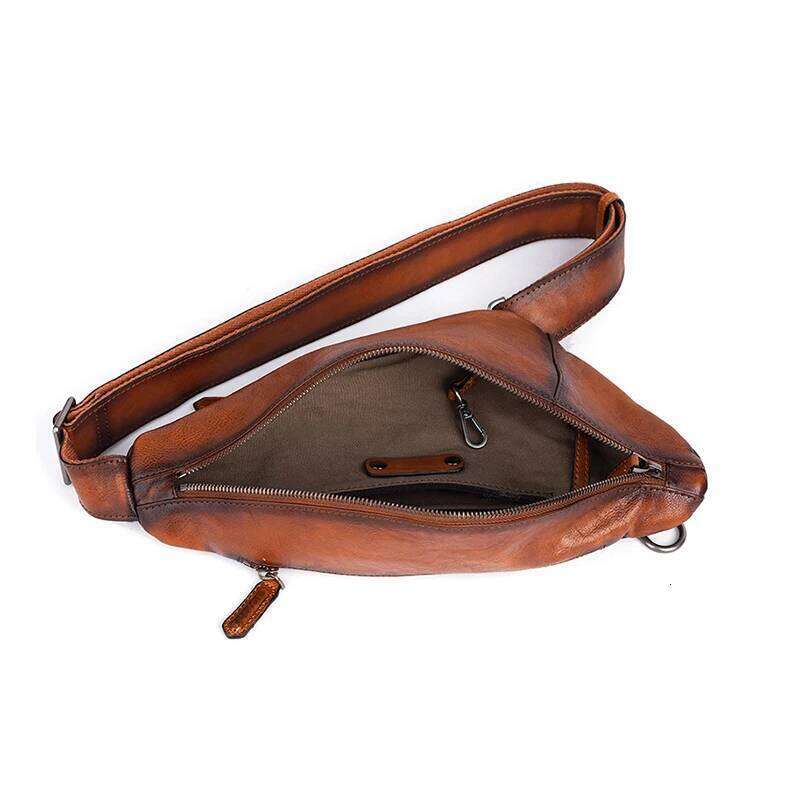 2023 New Handmade Men's Retro Chest Bag Genuine Cowhide Leather Male For Men Backpack Crossbody Messenger Bags