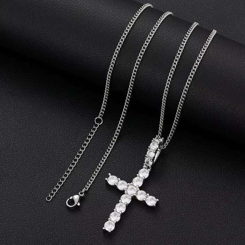 High Quality 925 Sterling Silver Mens Womens Hip Hop Cross Pendant 2.8cm*5.6cm 3.64CTW Moissanite Necklace Fine Jewelry