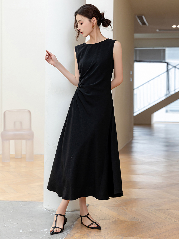 XR177 Summer French Drape Vest Long Dress Couture