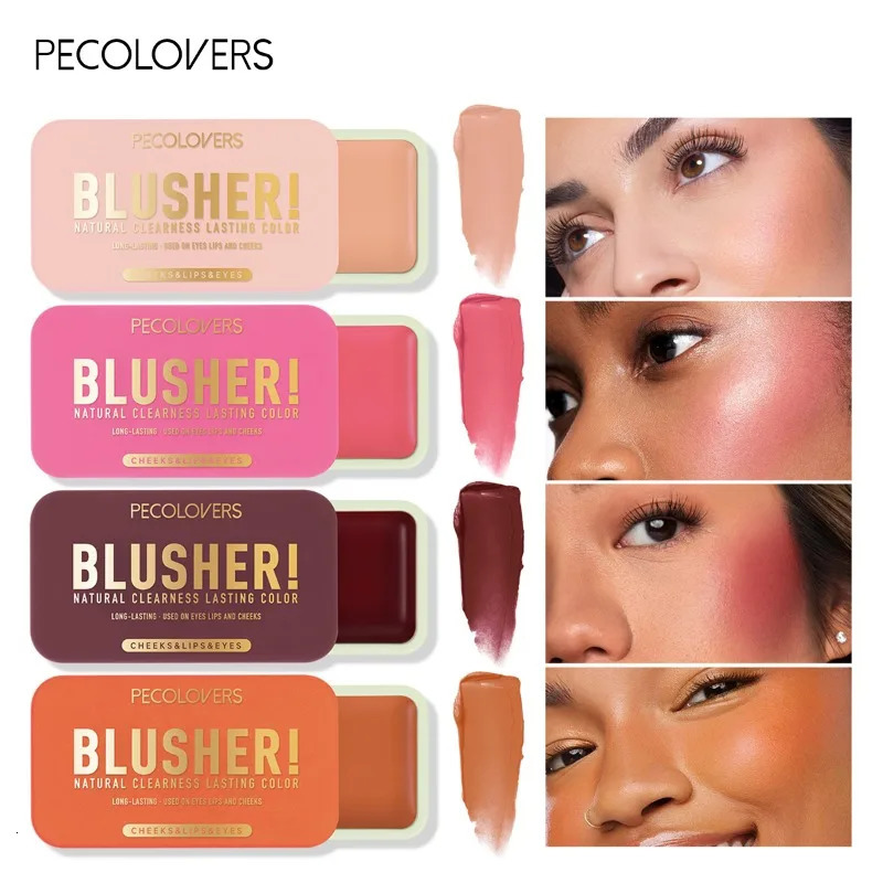 Push-pull blush cream Face Blush Mud Mousse Blush Cherry Cheek Tint Blush with Puff Makeup Matte Peach Rouge Contour Shadow 250614