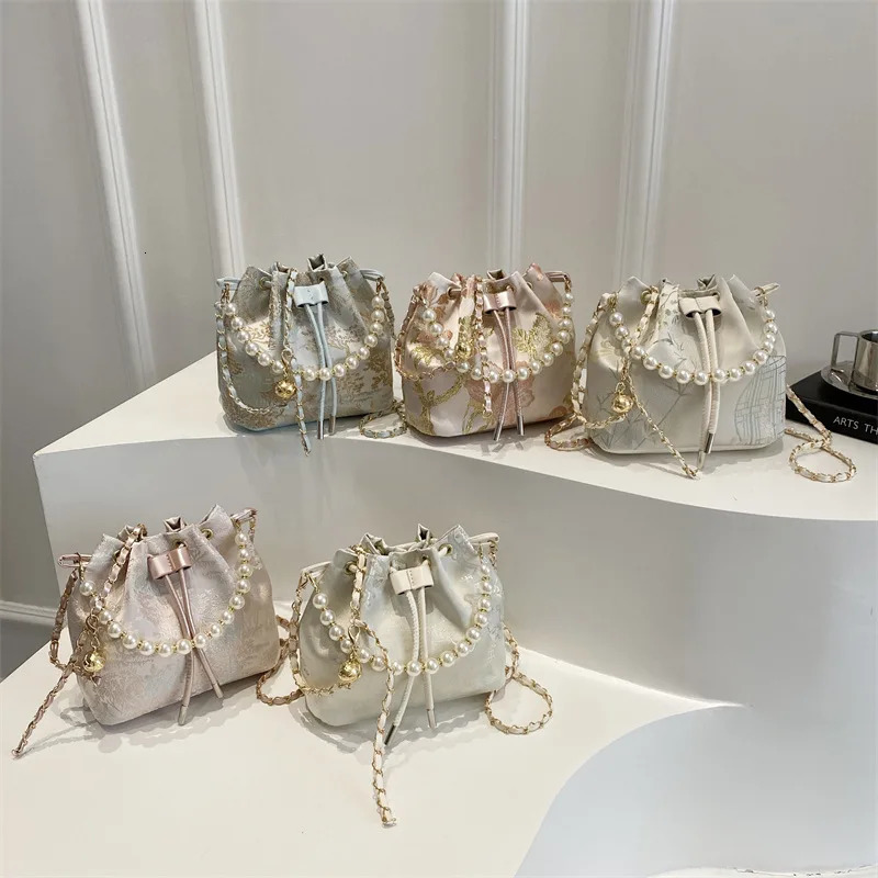 Pearl Women Handbags Chinese Style Female Bag Fashion Ladies Bucket Luxury Party Shoulder Crossbody Bags for Women 250614