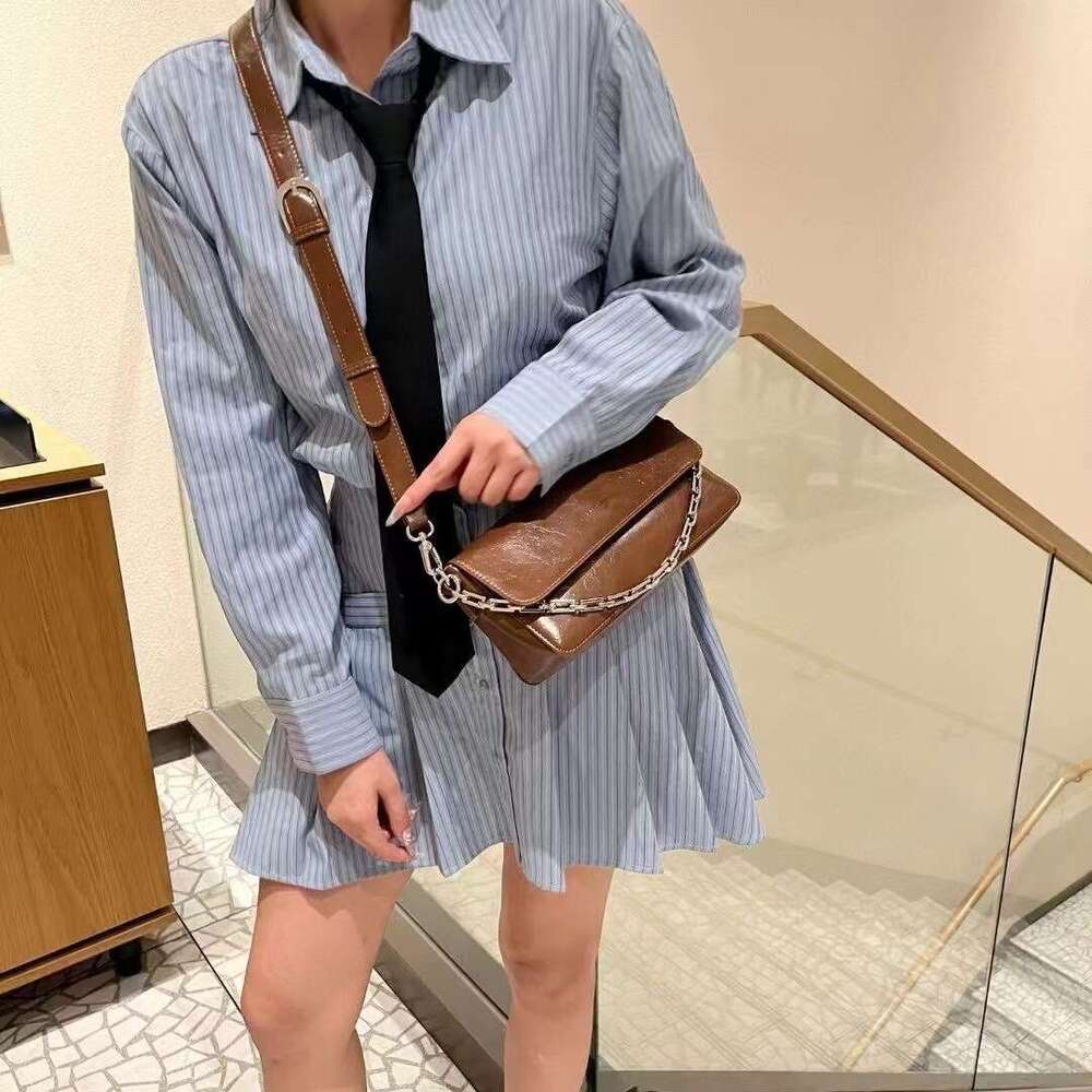 New Square 2024 Small Korean Style Casual Versatile Single Shoulder Crossbody Underarm Chain Textured Bag for Women