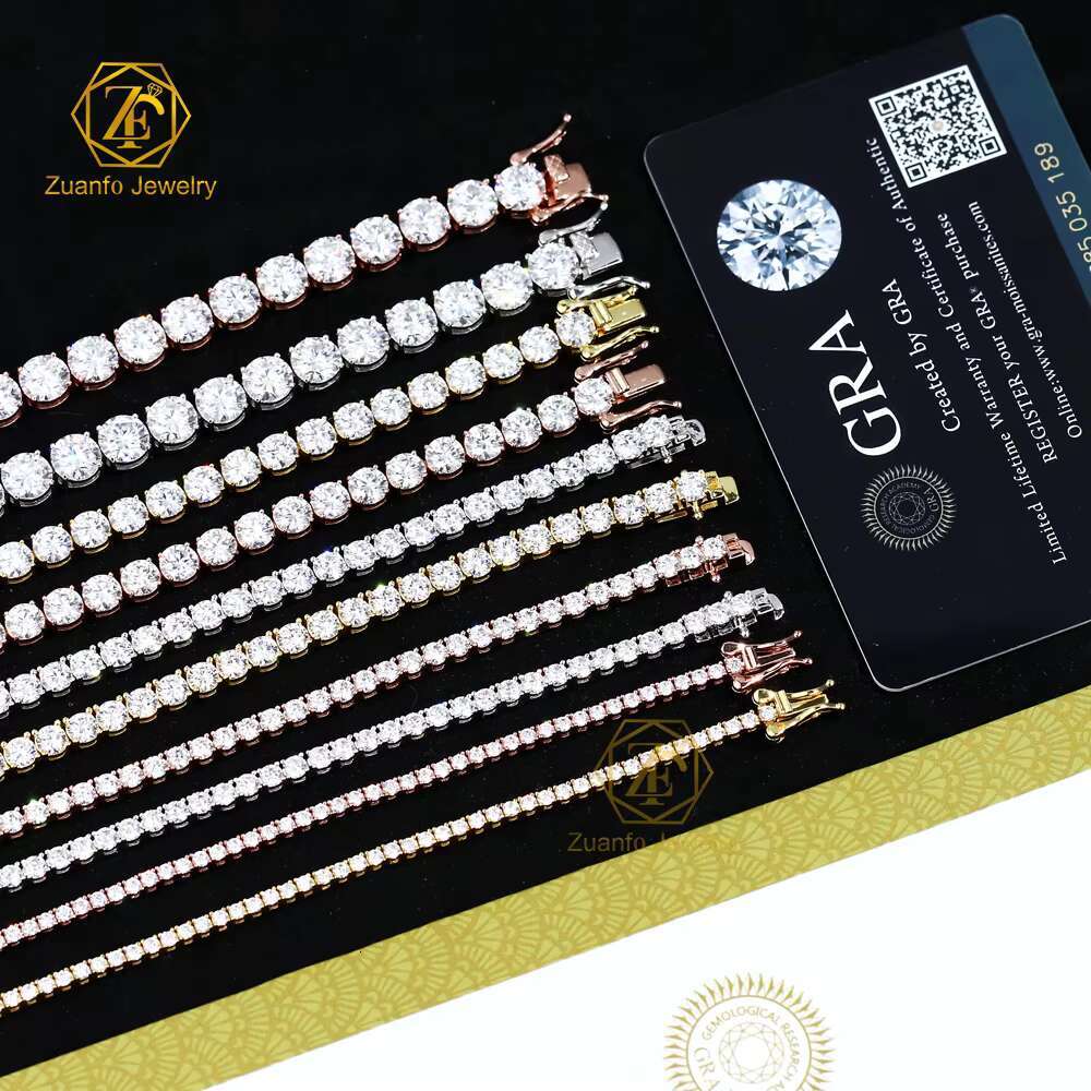 Luxury Jewelry HIpHop Popular 925Silver 2mm-6.5mm D VVS1 Moissanite Tennis Chain Necklace Bracelet for Men Women Gift Party