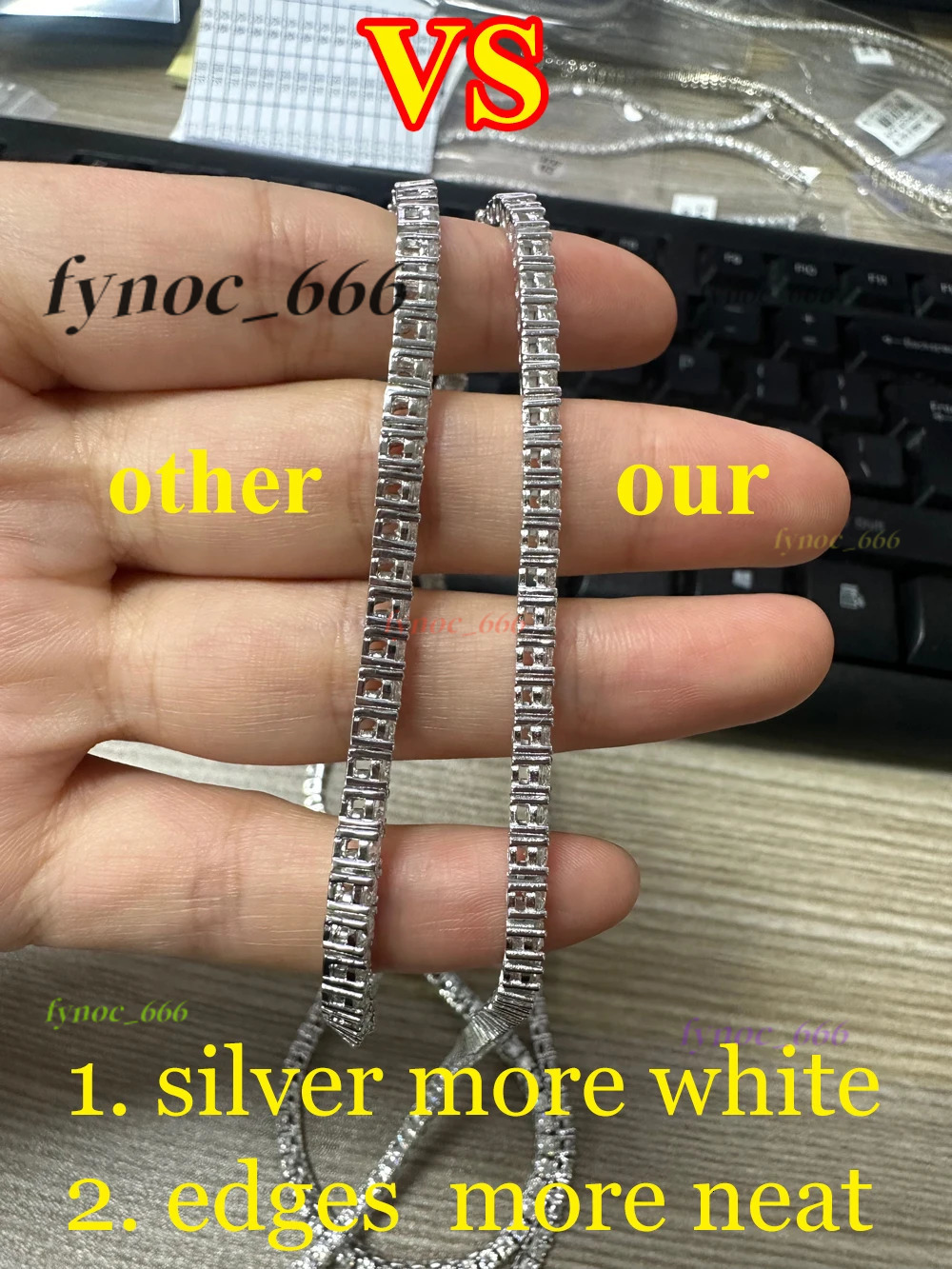 New Unisex Hip Hop Moissanite Tennis Chain for Women Original 925 Sterling Silver Gold Man Moissanite Bracelet Chain Hiphop