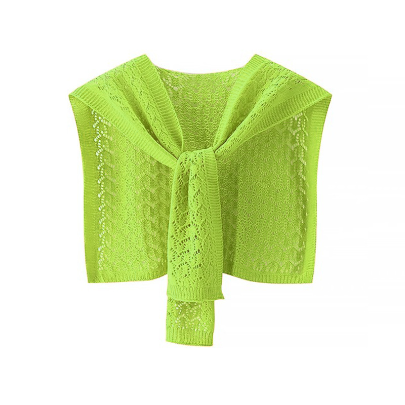 K1031 New hollow knitted small shawl for women Korean style all-match office air-conditioned room solid color knotted with shirt small waistcoat