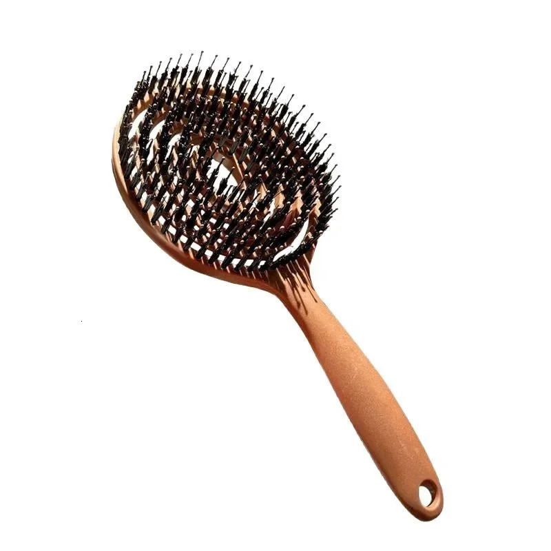 Portable Travel Hair Care Massage Comb Internet Pig Bristle Hairdressing Comb High Cranium Shape Bone Comb Beauty Salon 250612