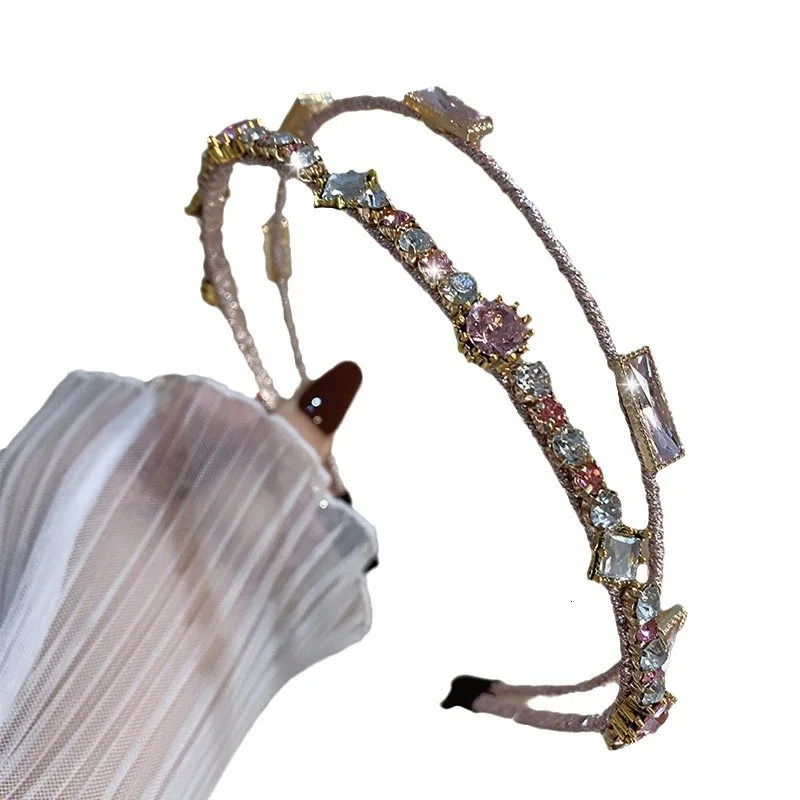 Heavy Industry womens hair accessories Super Flash Water Diamond Double layer headband Hair Hoop bands Hair Clip Crystal for w 250610