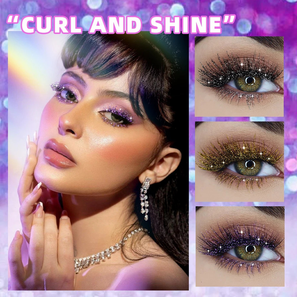 1 PC Diamond Mascara Shining Galaxy Sequins Sweat Proof Glitter Eyelashes Quick Dry Lasting Curling Thick Shimmer Makeup 250606