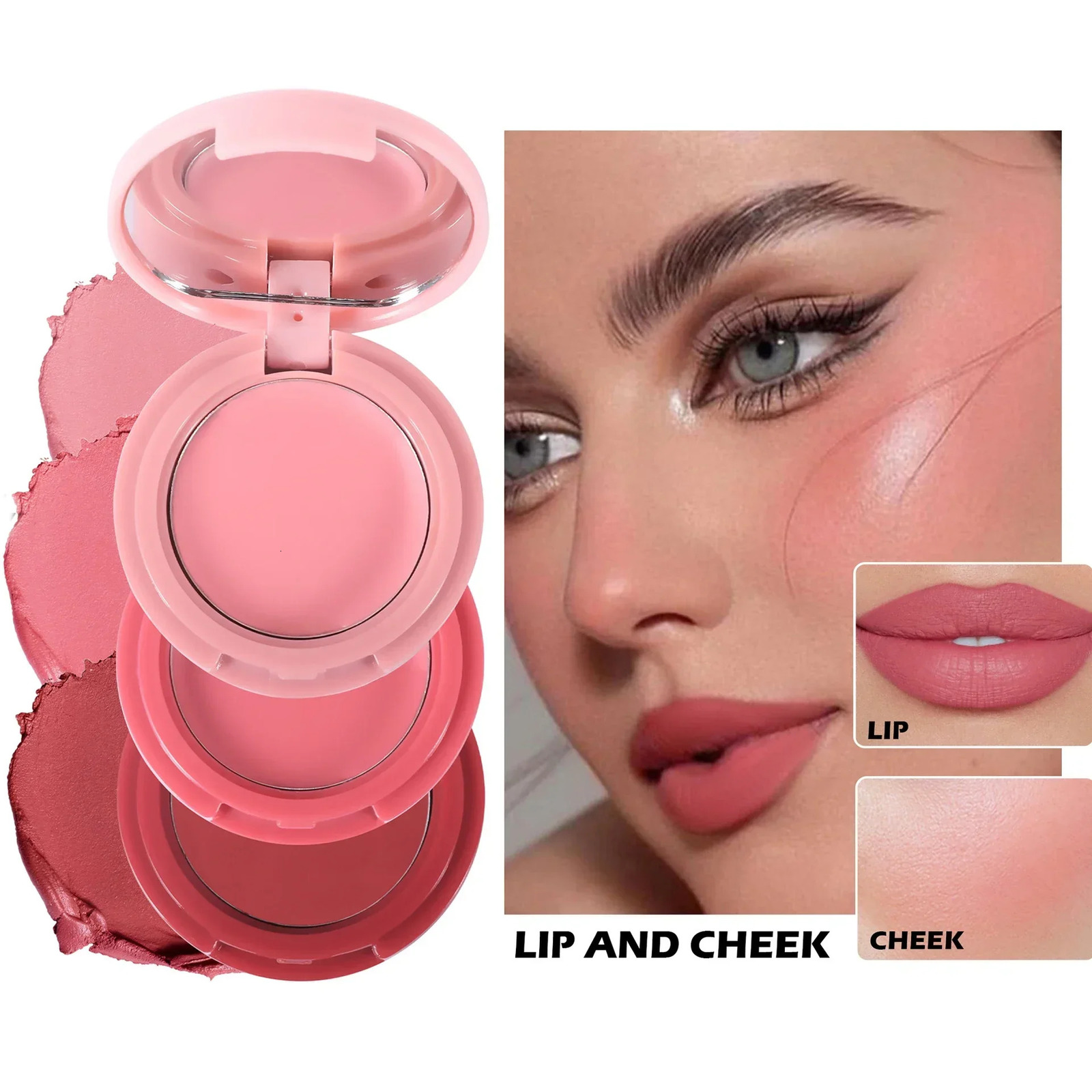 Natural Matte Face Blusher Velvety Smooth Lip Cream Cheek Blush Rouge Waterproof Makeup Blush 250614