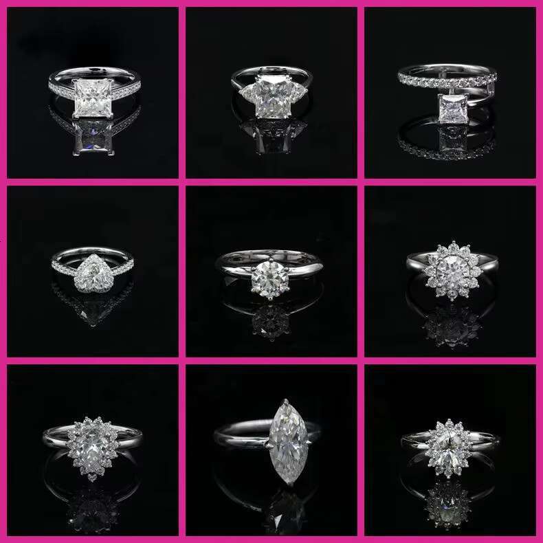 Cadermay Jewelry 925 Sterling Silver 7x7mm 2ct Princess Cut Moissanite Diamond Engagement Anniversary Wedding Ring