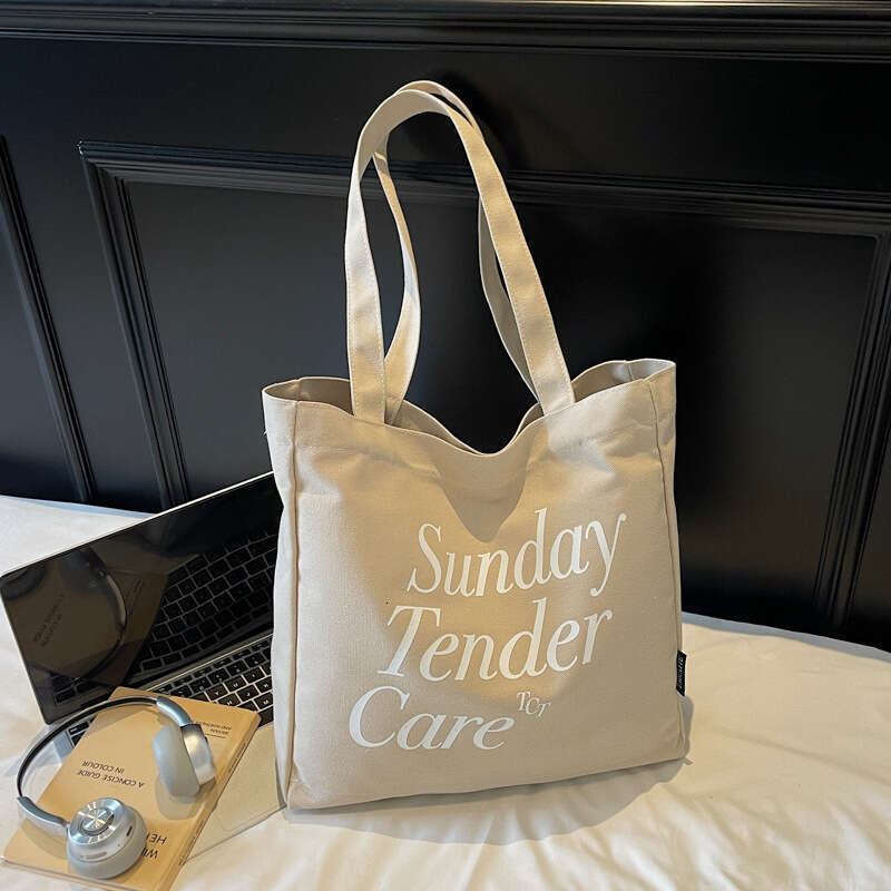 Korean Style Large Capacity Canvas Student 2025 New Casual Versatile Lightweight Letter Print Shoulder Bag