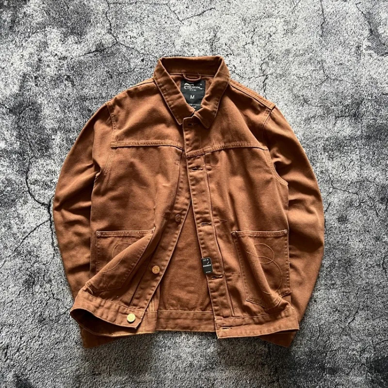 Tough Men American Retro Farm Style Amekaji Multi Pockets Workwear Heavyweight 15OZ 100% Cotton Denim Jackets for Autumn Winter 250614