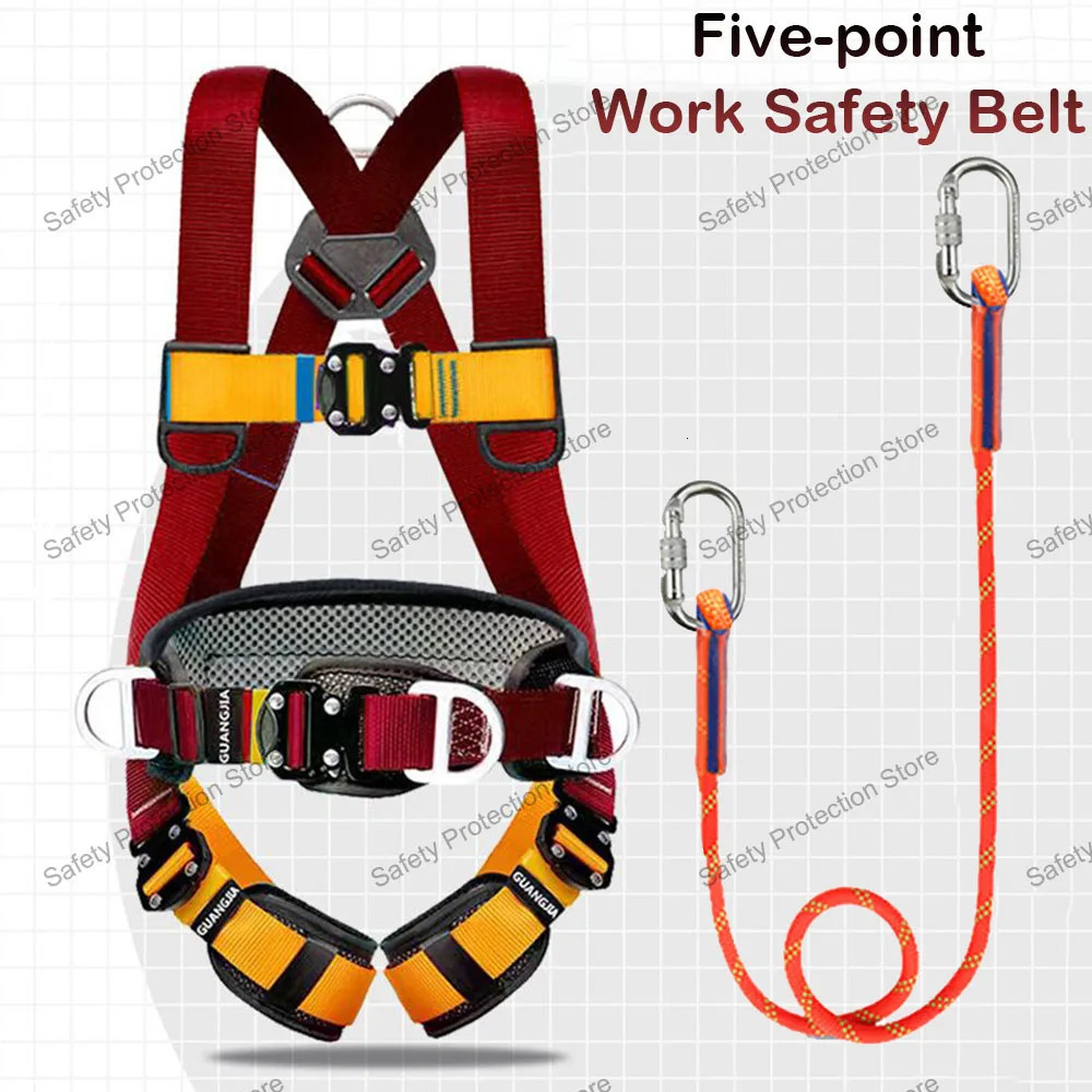 High Altitude Work Safety Harness Full Body Fivepoint Belt Rope Outdoor Climbing Training Construction Protect Equipment y250611