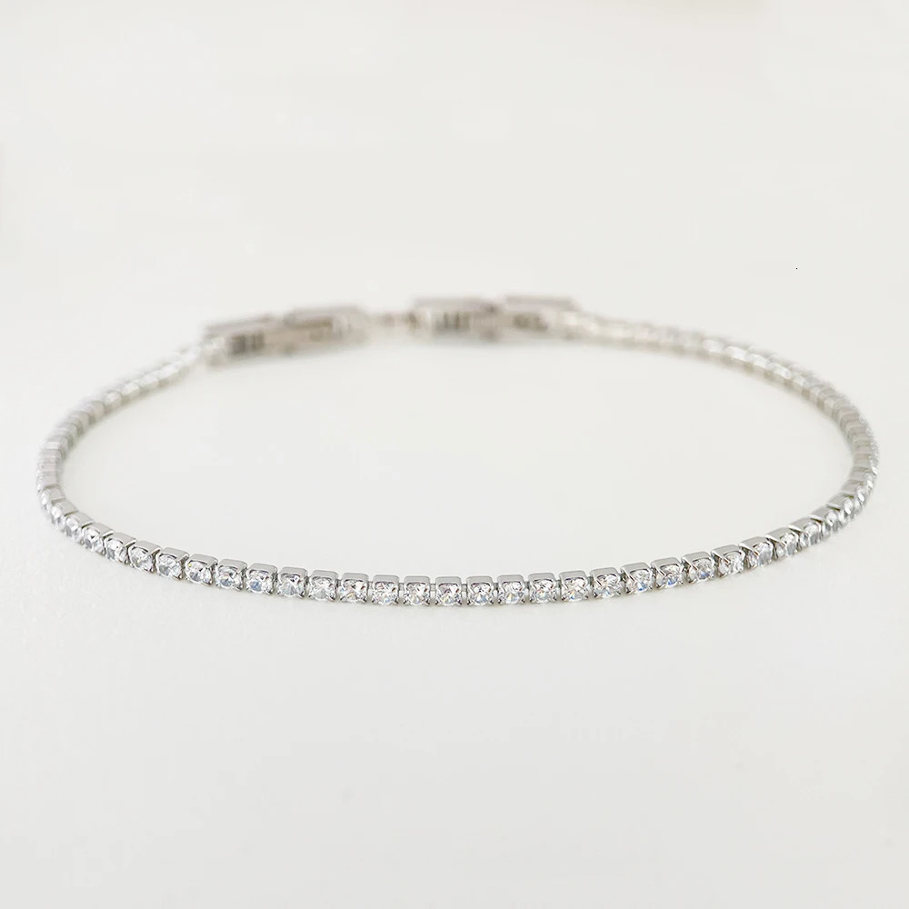 2mm 13cm-15-17-19cm Cluster CZ Link Chain Tennis Bracelets For Women Girls Friendship Jewelry Stainless Steel Pulsera Bracciali 250610