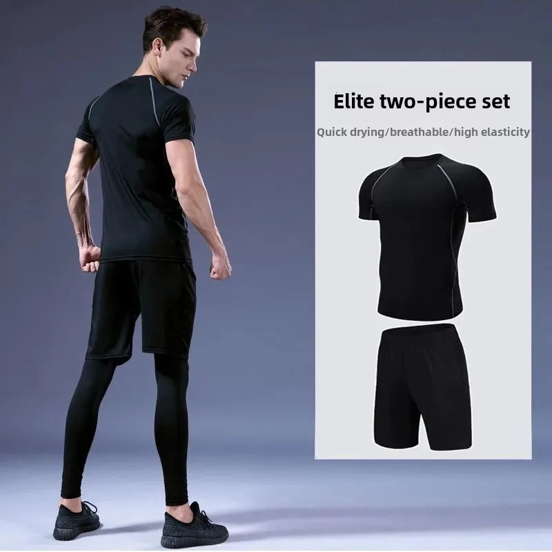 Summer Quick Dry Jacket Suit 14 piece Outdoor Fitness Running Sets Sports Jogging Absorbent Cool Lightweight Mens Clothing 250612